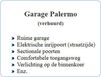 Info over de garage in de residentie Palermo
